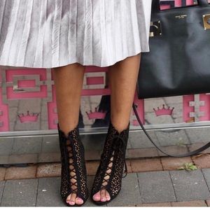 Zara Cut Out Heeled Lace Up Open Toe Bootie